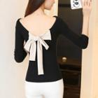 Bow Back Long-sleeve Knit Top