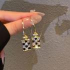 Rhinestone Checker Print Drop Earring 1 Pair - Gold - One Size