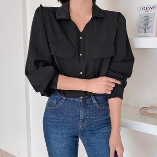 Flap-detail Ball-button Shirt