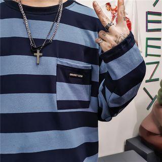 Long-sleeve Pocket Striped T-shirt