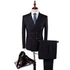 Set: Double Breasted Blazer + Buttoned Best + Dress Pants