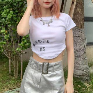 Short-sleeve Letter Print Crop T-shirt