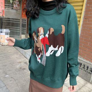 Dog Print Oversize Sweater