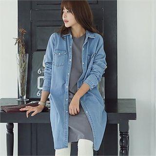 Dual-pocket Denim Shirtdress