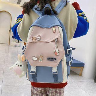 Color Block Applique Backpack / Badge / Bag Charm / Set