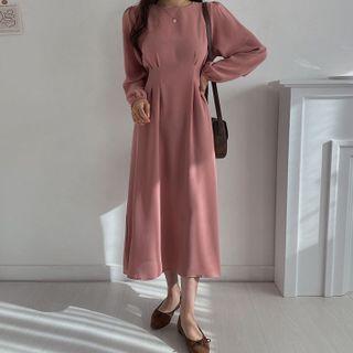 Pleated Tie-waist Maxi Dress