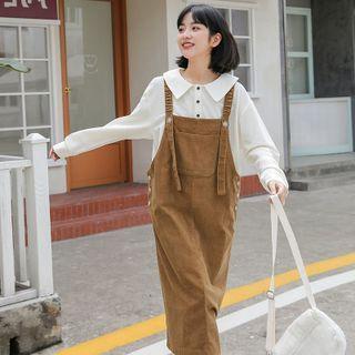 Pocket Detail Midi Overall Dress Coffee - One Size