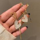 Asymmetrical Heart Drop Earring 1 Pair - 925 Silver Stud - Non Matching - Gold - One Size