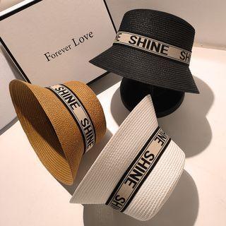 Lettering Print Woven Bucket Hat