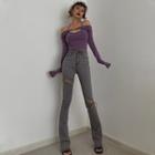 Tie-details Boot-cut Jeans