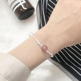 Gemstone Bracelet Light Red Gemstone - Silver - One Size
