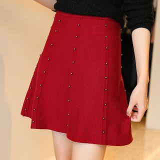 Studded Knit Mini Skirt