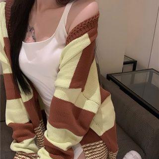 Striped Cardigan / Sleeveless Mini Dress