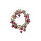 Fashion And Elegant Enamel Cranberry Leaf Imitation Pearl Brooch Silver - One Size