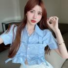Short-sleeve Drawstring Bow Top