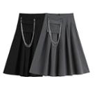 A-line Pleated Mini Skirt With Chain