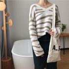 Zebra Print V-neck Sweater