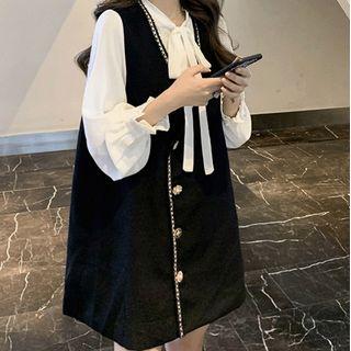 Bell-sleeve Shirt / Vest Skirt / Set