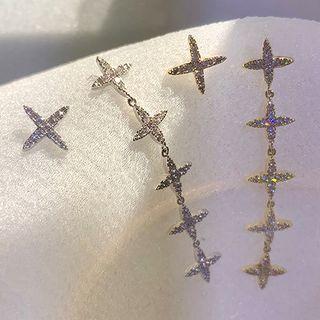 Star Rhinestone Asymmetrical Dangle Earring