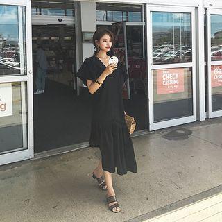 V-neck Ruffle-trim Maxi Dress