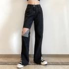 Chained Cutout Straight Leg Jeans