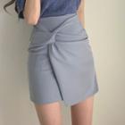 Asymmetric Front Knot A-line Mini Skirt