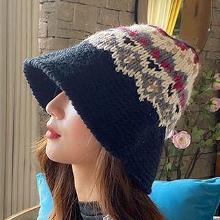 Print Knit Bucket Hat Black - M