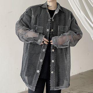Long Sleeve Eyelet Oversized Shirt
