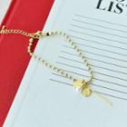 Faux-pearl Trim Beaded Bracelet Gold - One Size
