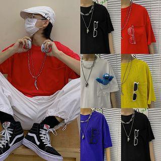 Pocket Elbow-sleeve T-shirt