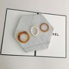 Set Of 3: Resin / Faux Pearl Ring (various Designs) Set Of 3 Pcs - Brown & Light Brown & White - One Size