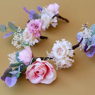 Wedding Set: Floral Hair Band + Hair Clip