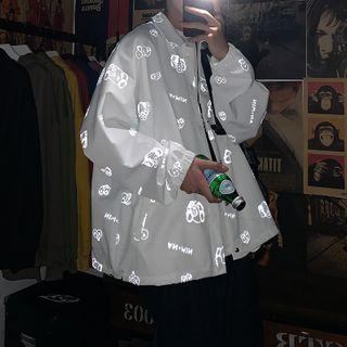 Reflective Printed Zipped Jacket