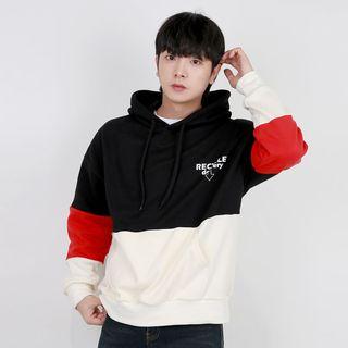 Letter-printed Color-block Hoodie