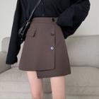 Irregular High-waist Woolen A-line Mini Skirt