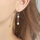 925 Sterling Silver Rhinestone Dangle Earring 1 Pair - As Shown In Figure - One Size