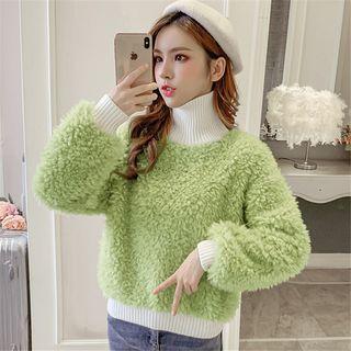 Mock Neck Shearling Sweater