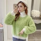 Mock Neck Shearling Sweater
