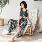 Tie-front Tankini / Floral Print Pants / Shorts / Set