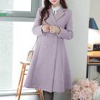 Faux-pearl Button Flared Coat