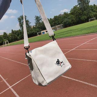 Dog Applique Canvas Crossbody Bag