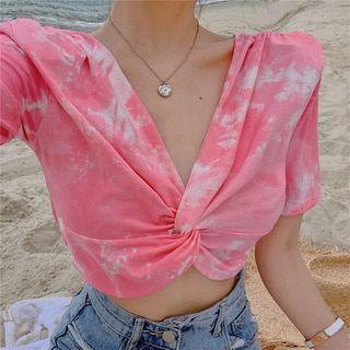 Short-sleeve Tie-dye Crinkled T-shirt