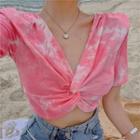 Short-sleeve Tie-dye Crinkled T-shirt