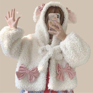 Fleece Hooded Jacket White - One Size
