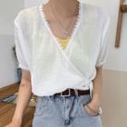 Lace-trim Surplice-wrap Top