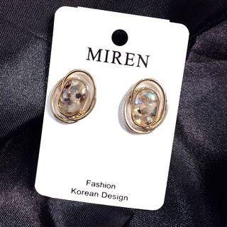 Faux Crystal Alloy Hoop Earring Silver Needle - Gold - One Size