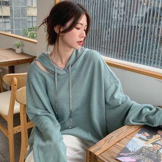 Off-shoulder Hooded Sweatshirt
