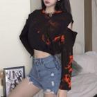 Tie-dyed Drawcord Cropped Pullover