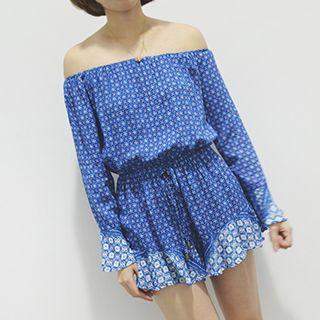 Print Off-shoulder Playsuit