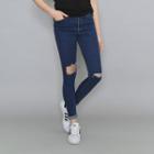 Cutout Distressed Slim-fit Jeans